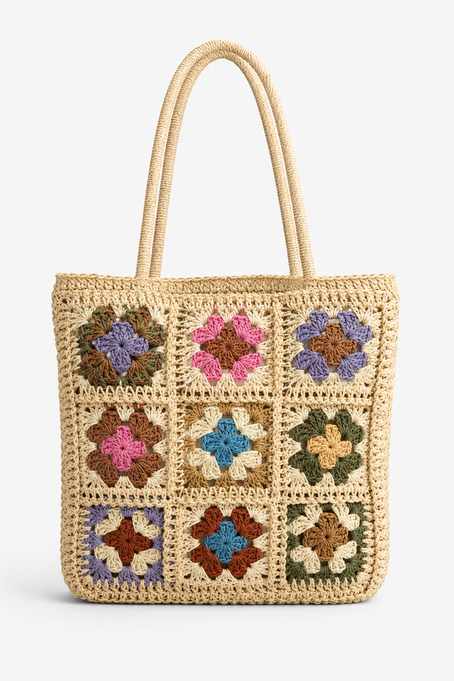 Straw Flowers Bag