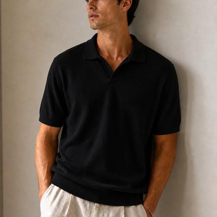 Swiss knitted Black Polo