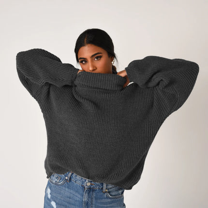 Comfy Turtle Neck Charcoal Black