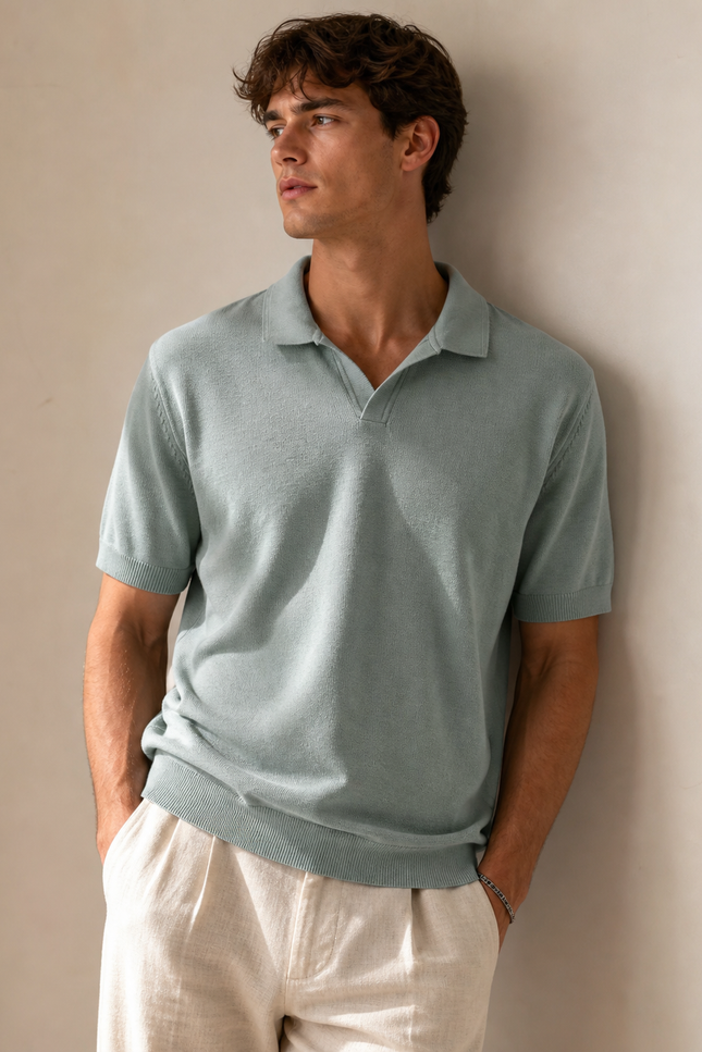 Swiss knitted Mint Green Polo