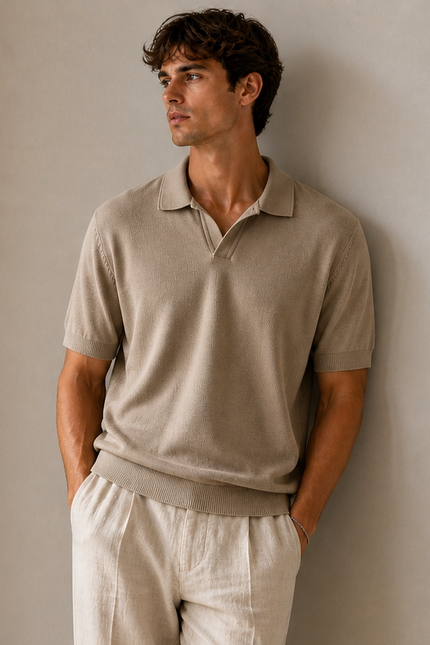 Swiss knitted Beige Polo