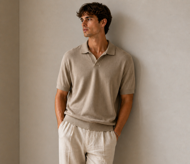 Swiss knitted Beige Polo