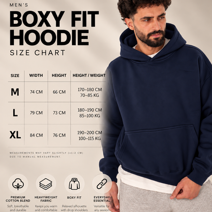 Navy Boxy Fit Hoodie