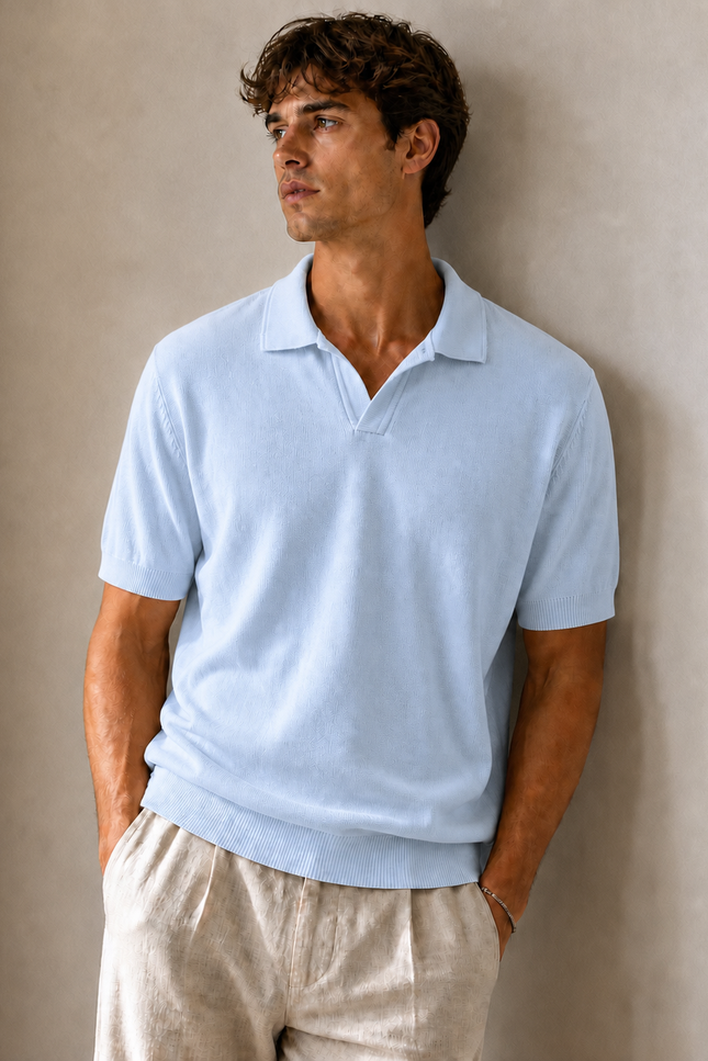 Swiss Knitted SkyBlue Polo