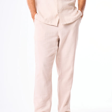 Men's Beige Linen Look Pants