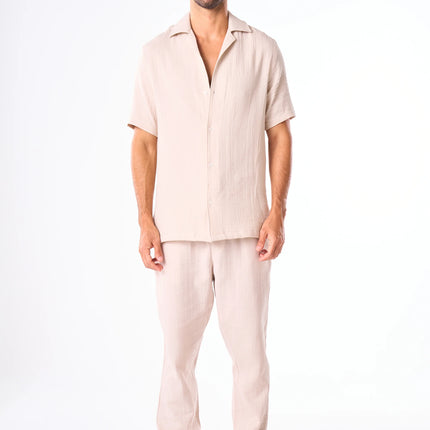 Men's Beige Linen Look Pants