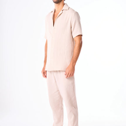 Men's Beige Linen Look Pants