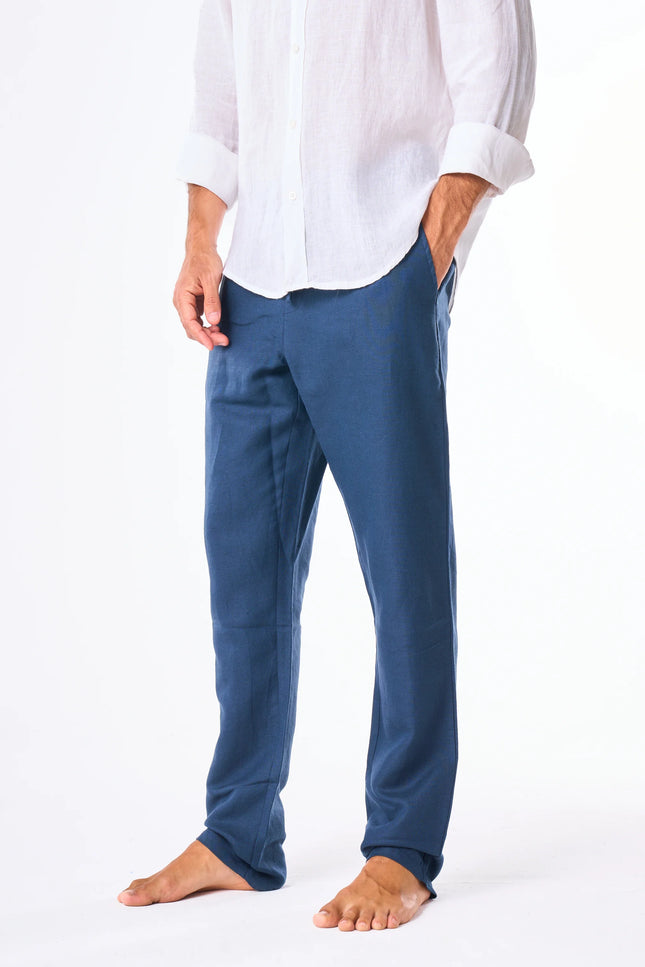 Men's Navy Linen Pants