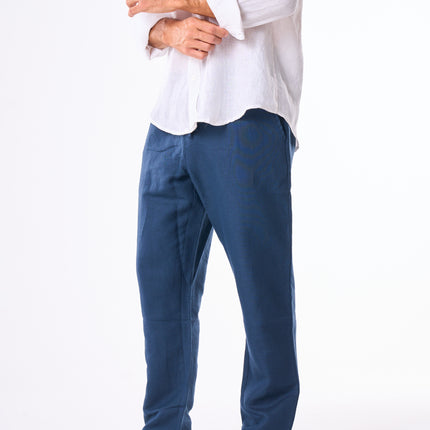 Men's Navy Linen Pants