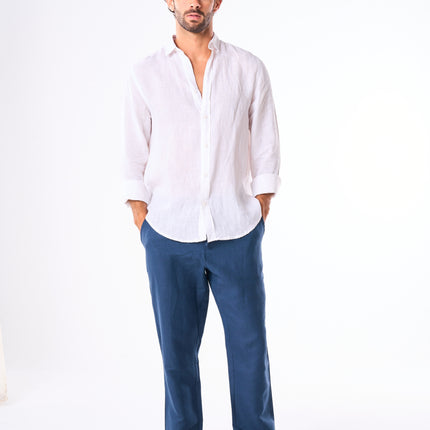 Men's Navy Linen Pants