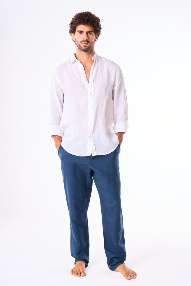 Men's Navy Linen Pants