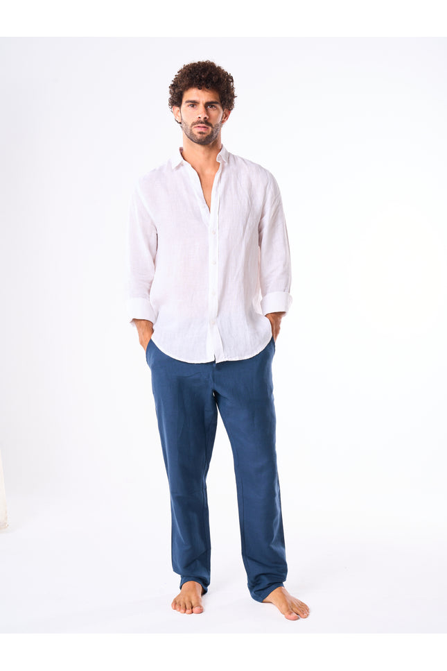 Men's Navy Linen Pants