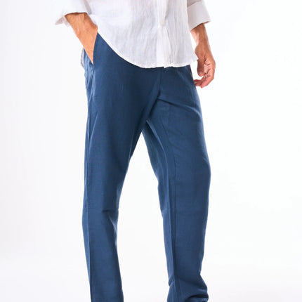 Men's Navy Linen Pants