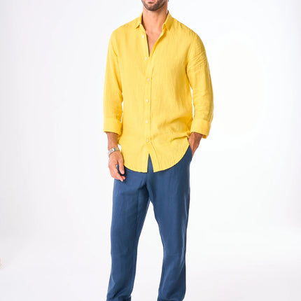 Men's Yellow Linen Shirt