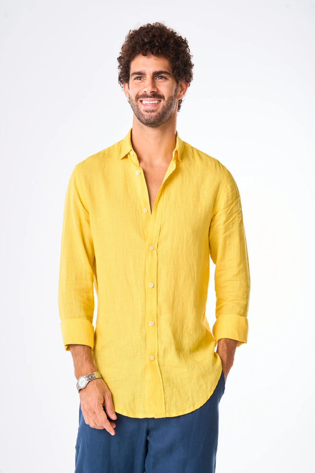 Men's Yellow Linen Shirt