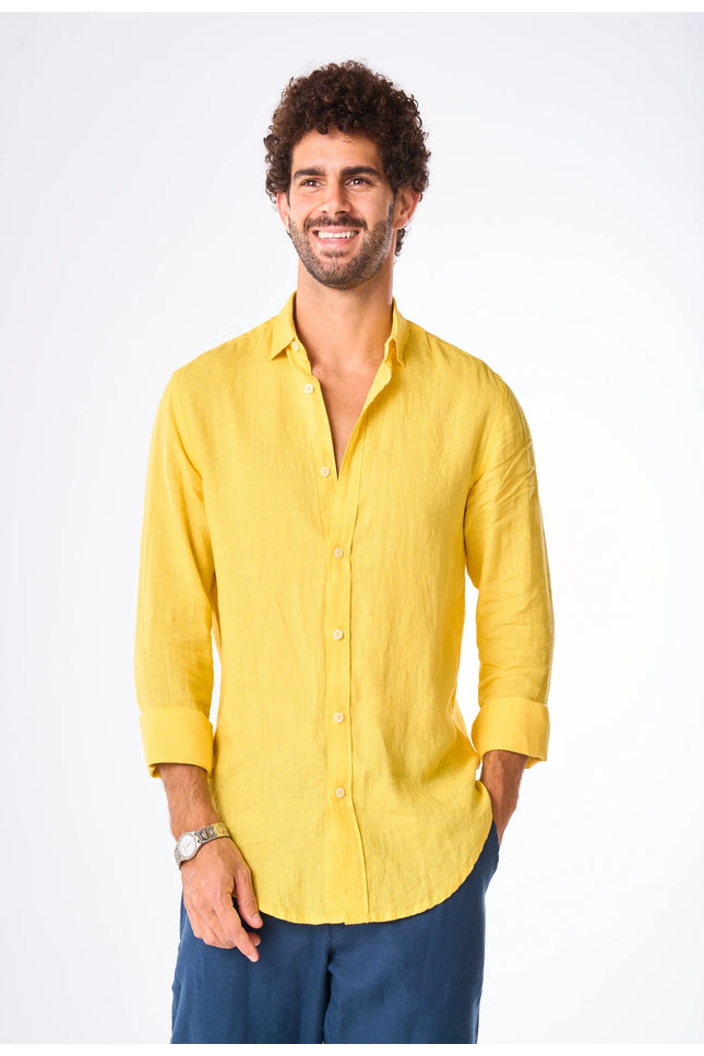Men's Yellow Linen Shirt