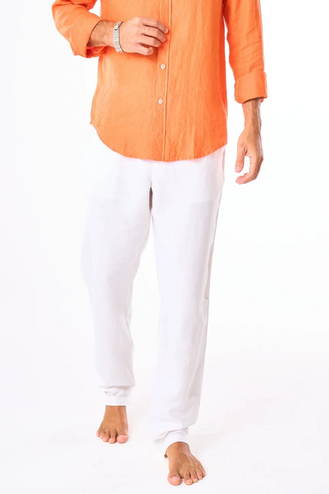 Men's White Linen Pants