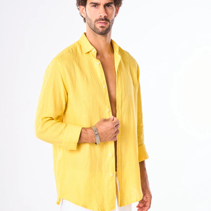 Men's Yellow Linen Shirt