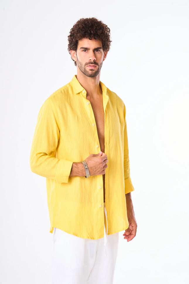 Men's Yellow Linen Shirt