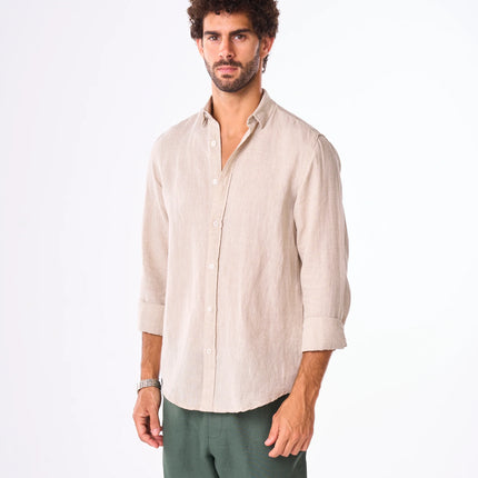 Men's Beige Linen Shirt
