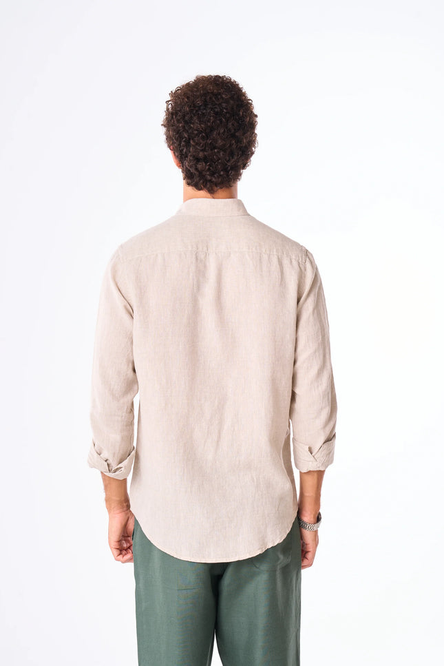 Men's Beige Linen Shirt