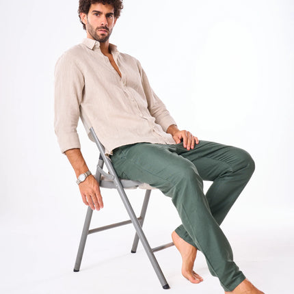 Men's Olive Linen Pants