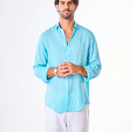 Men's Sky Blue Linen Shirt