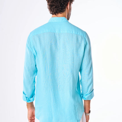 Men's Sky Blue Linen Shirt