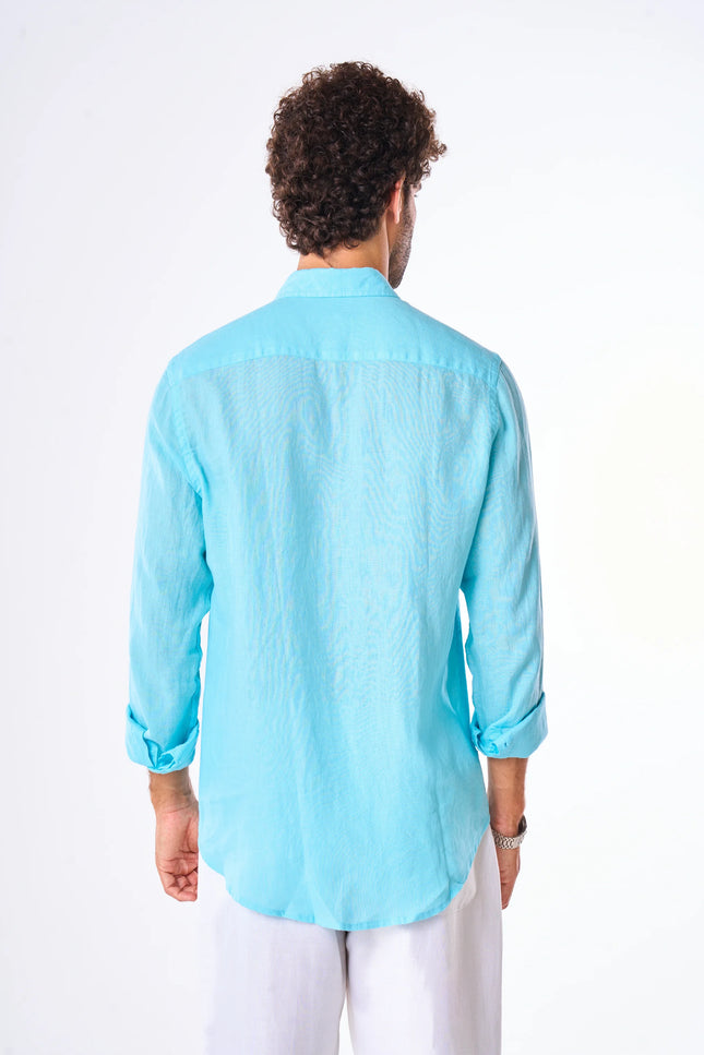 Men's Sky Blue Linen Shirt
