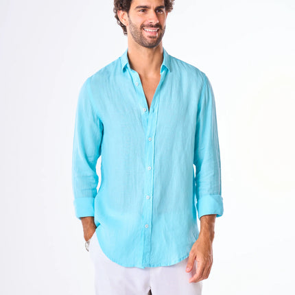 Men's Sky Blue Linen Shirt