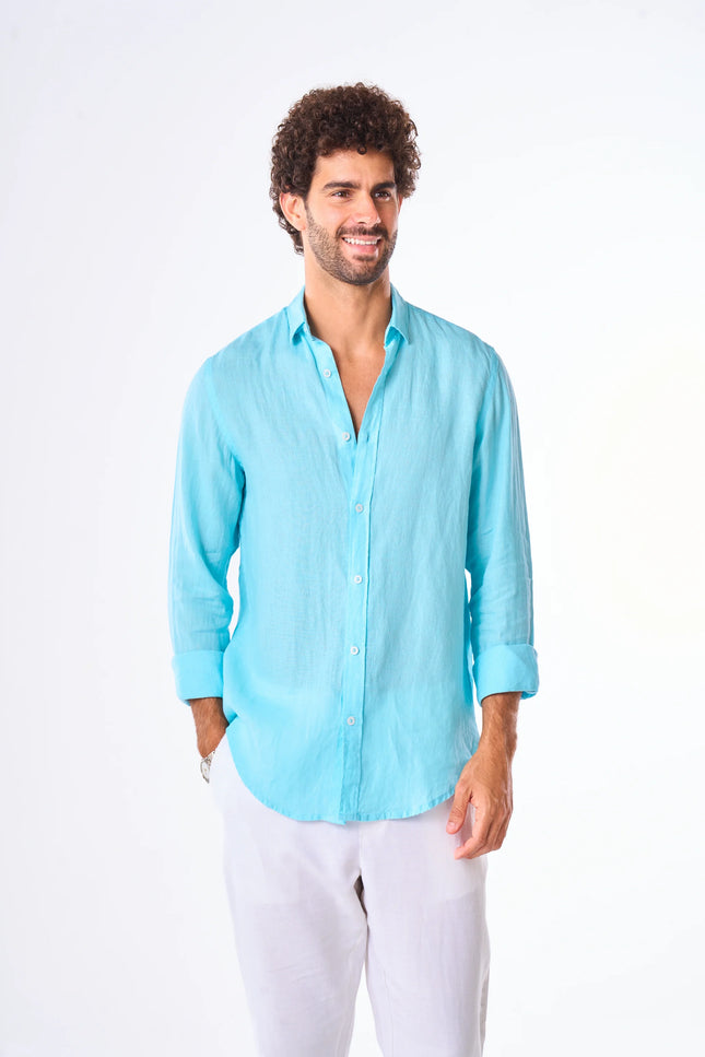 Men's Sky Blue Linen Shirt