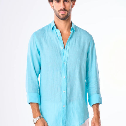 Men's Sky Blue Linen Shirt