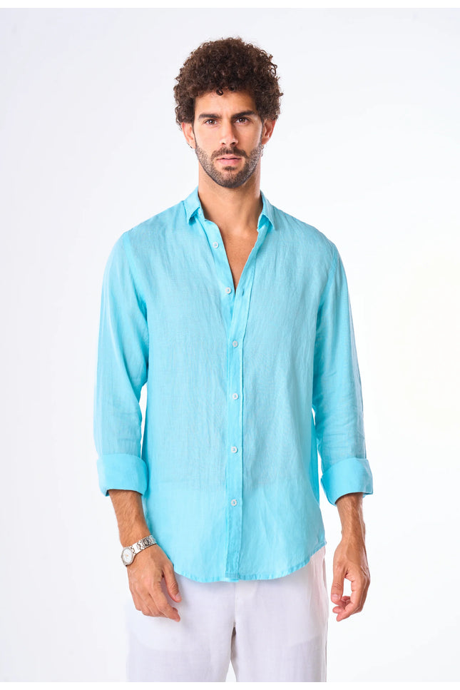 Men's Sky Blue Linen Shirt