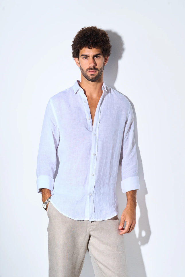 Men's White Linen Shirt