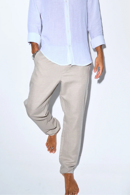 Men's Beige Linen Pants