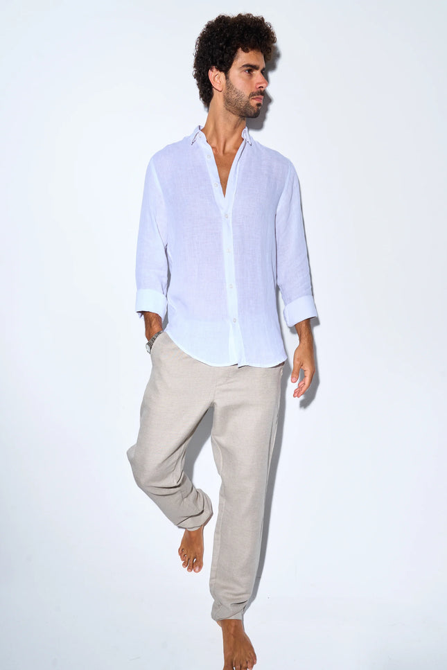 Men's Beige Linen Pants