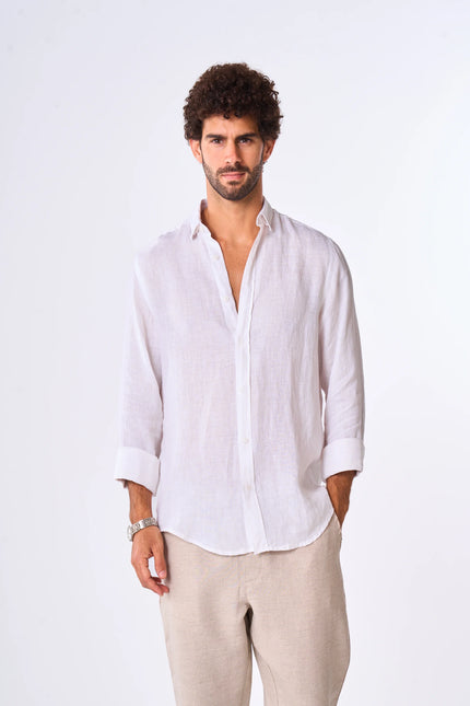 Men's White Linen Shirt