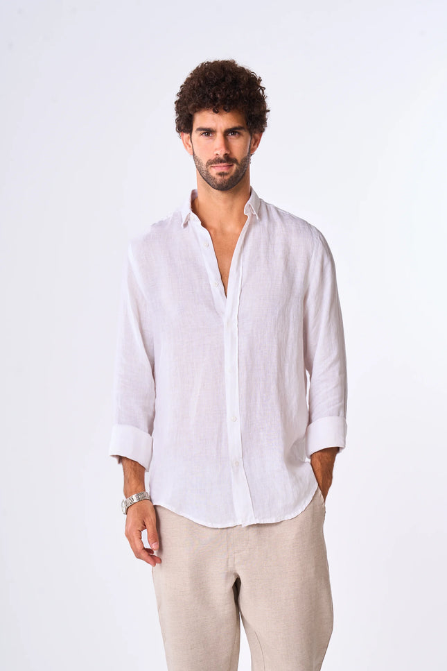 Men's White Linen Shirt