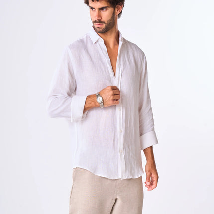 Men's White Linen Shirt