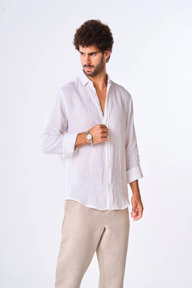 Men's White Linen Shirt