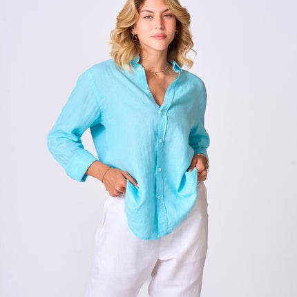 Women's Sky Blue Linen Shirt