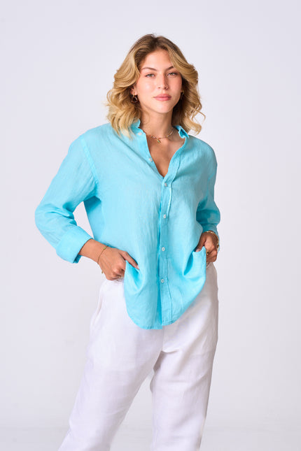 Women's Sky Blue Linen Shirt