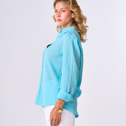 Women's Sky Blue Linen Shirt