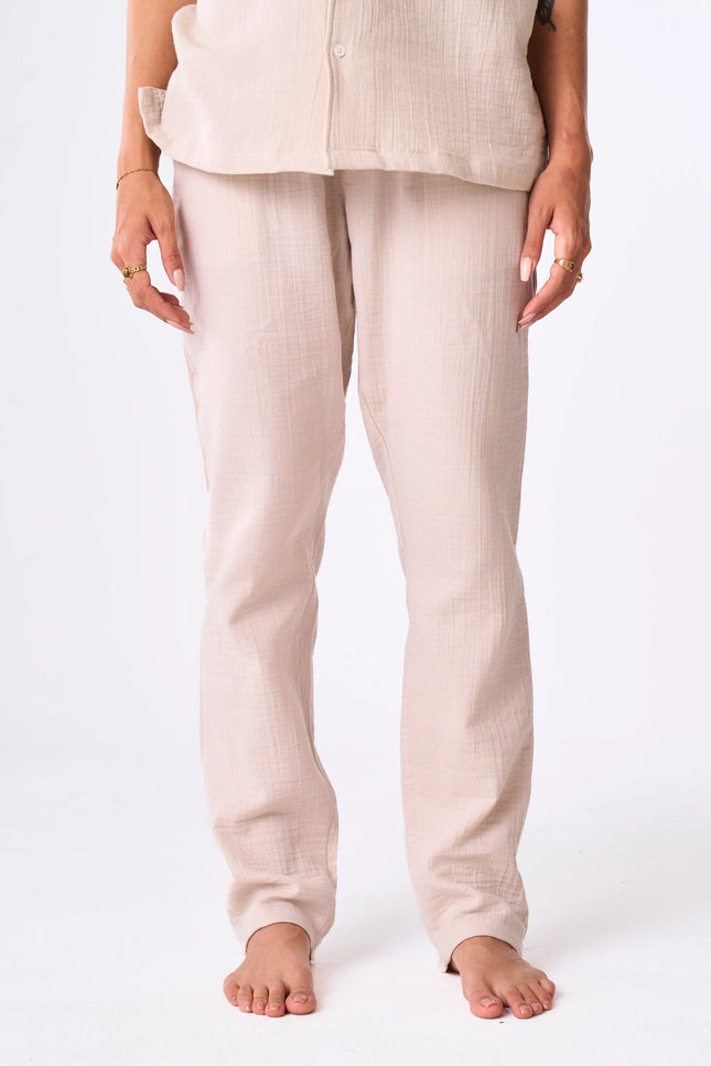 Women's Beige Cotton Pants