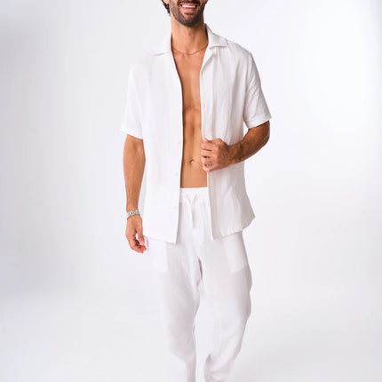 Men's Off-White Linen Look Pants