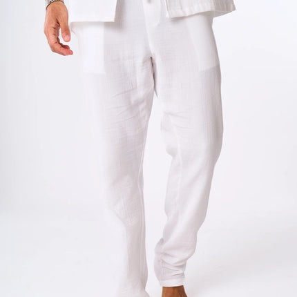 Men's Off-White Linen Look Pants