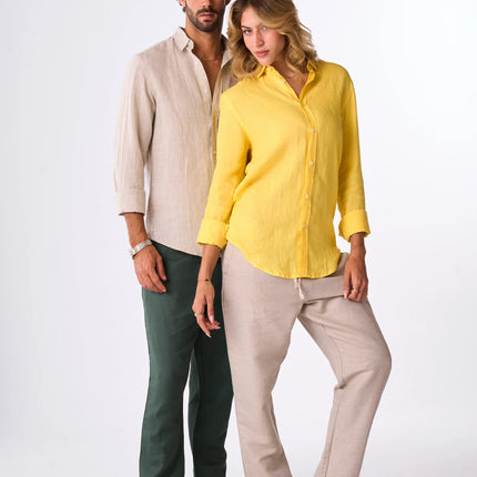 Women's Yellow Linen Shirt.