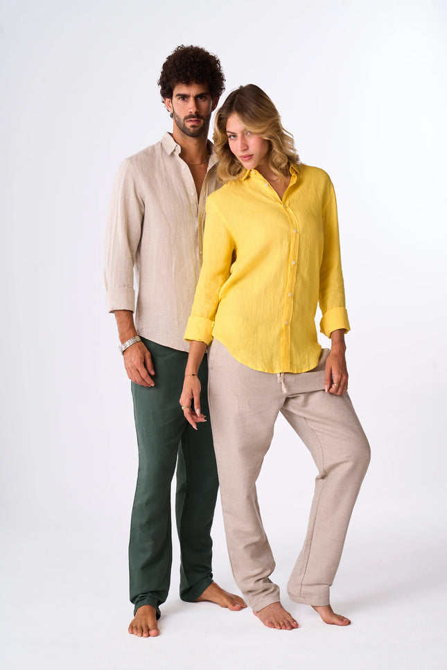 Women's Yellow Linen Shirt.
