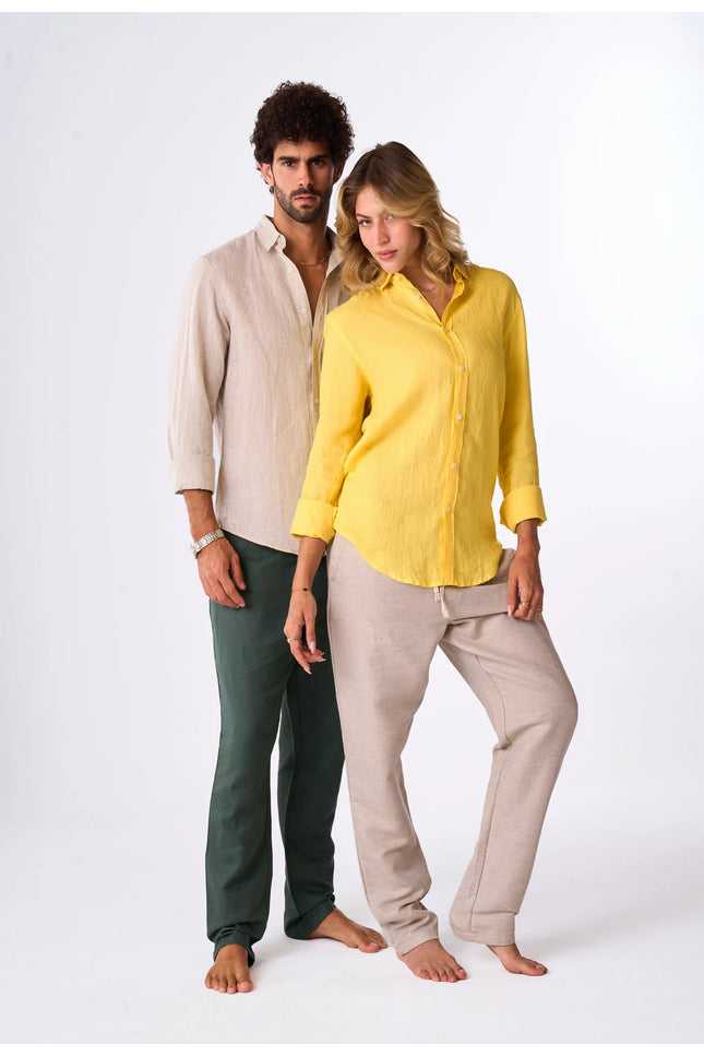 Women's Yellow Linen Shirt.