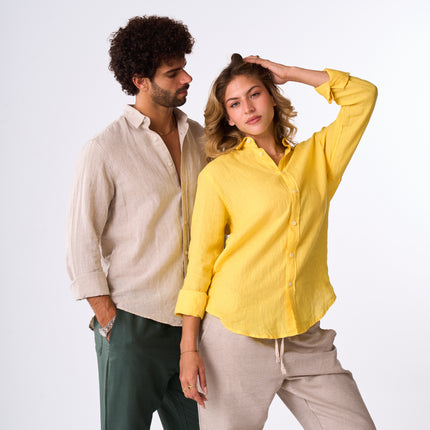 Women's Yellow Linen Shirt.